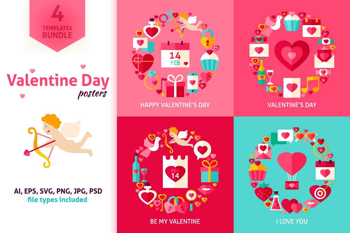 Valentines Day Vector Posters example image 1