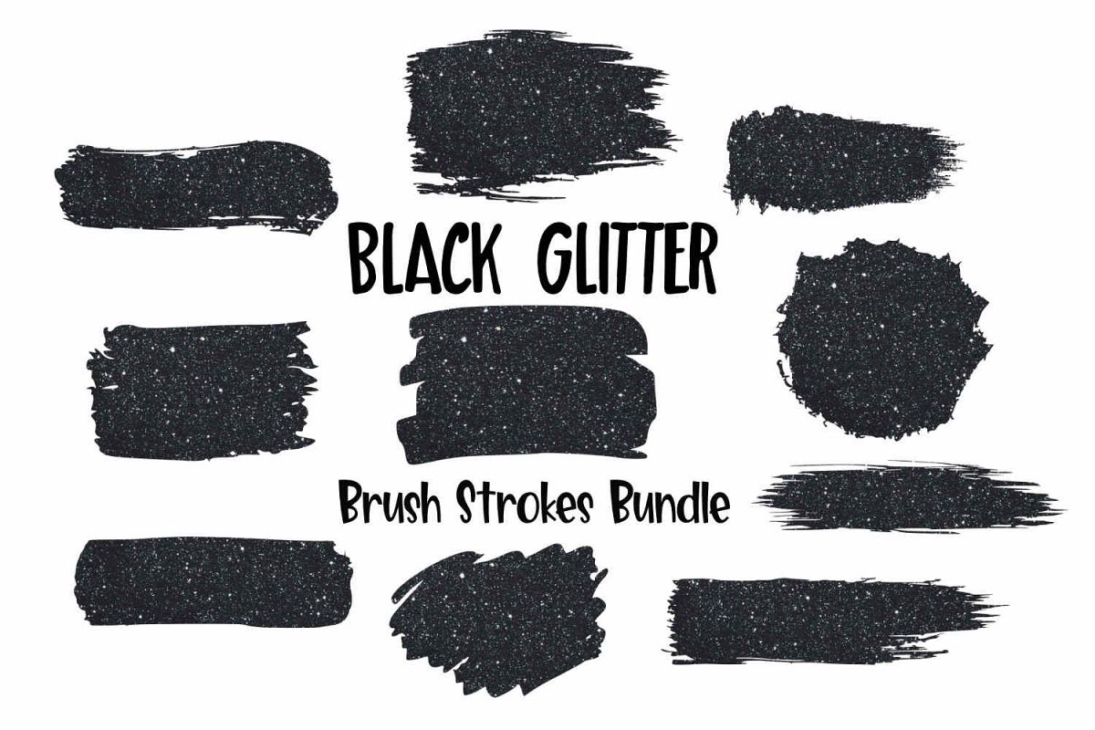 Download Black Glitter Brush Strokes Background Bundle PNG