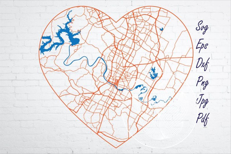 Austin Texas city road map svg, eps, dxf, png, jpg example image 1