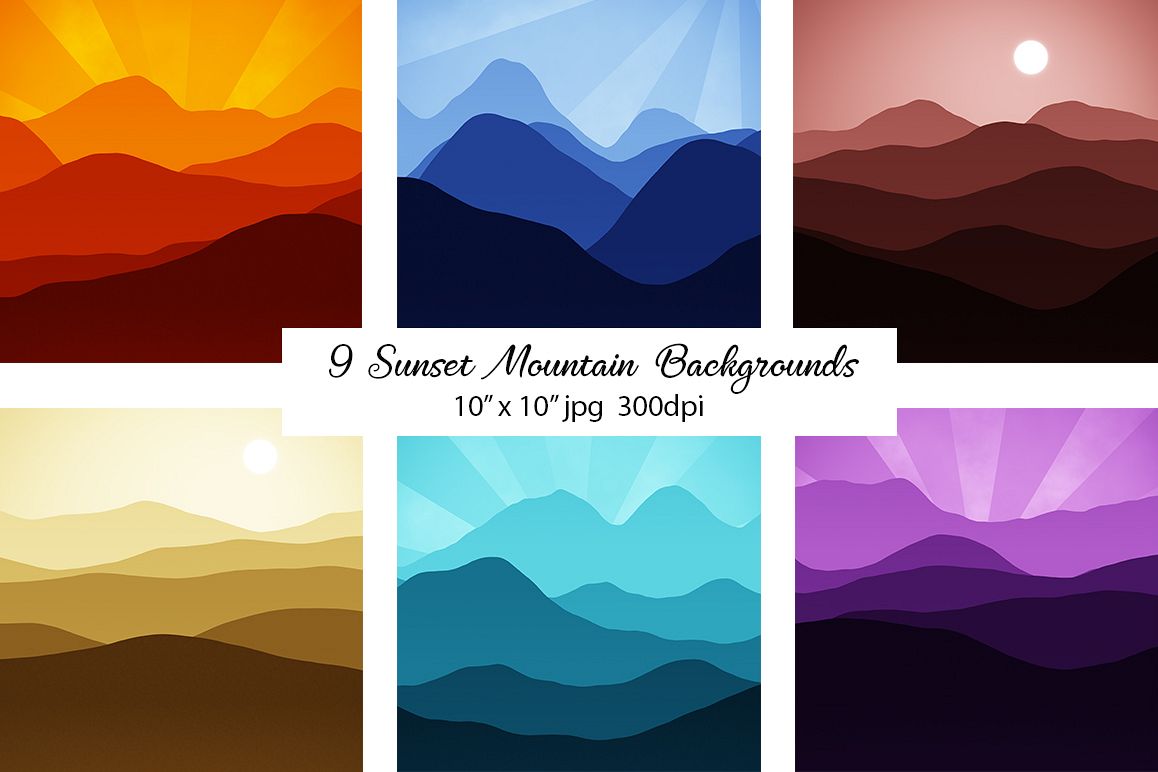 Sunset Mountain Backgrounds Bundle example image 1