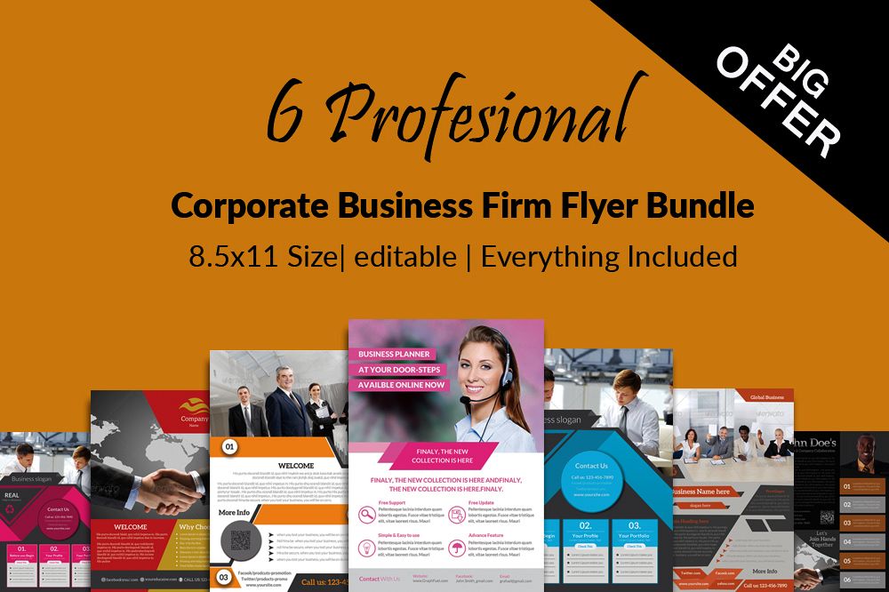 6 Corporate Business Flyers Bundle example image 1