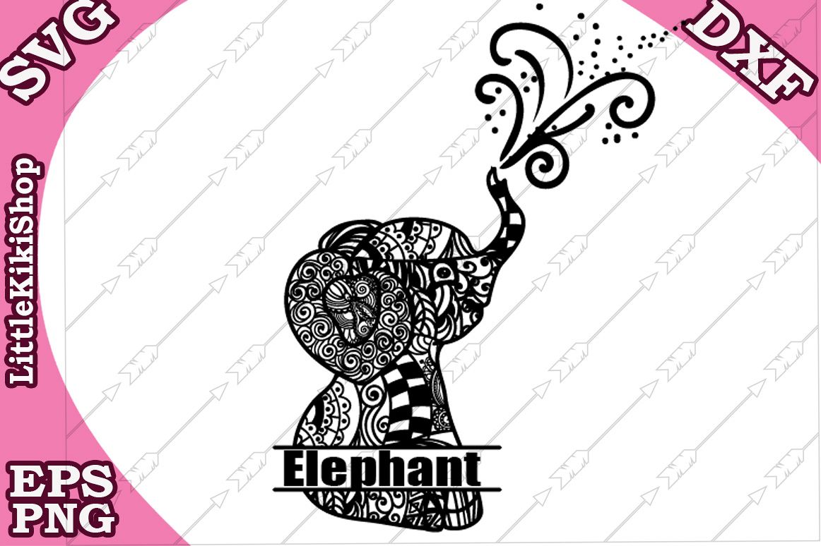 Baby Elephant Monogram Svg,Mandala Elephant Svg,Elephant Svg example image 1