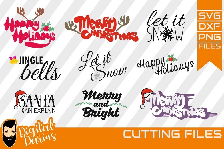 9x Christmas Bundle SVG, Let it snow svg. Merry Christmas example image 1