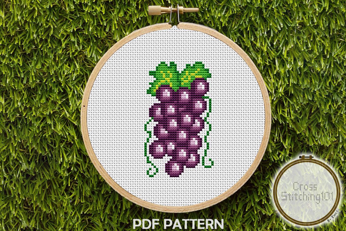 Grapes Cross Stitch Pattern- Instant Download PDF example image 1