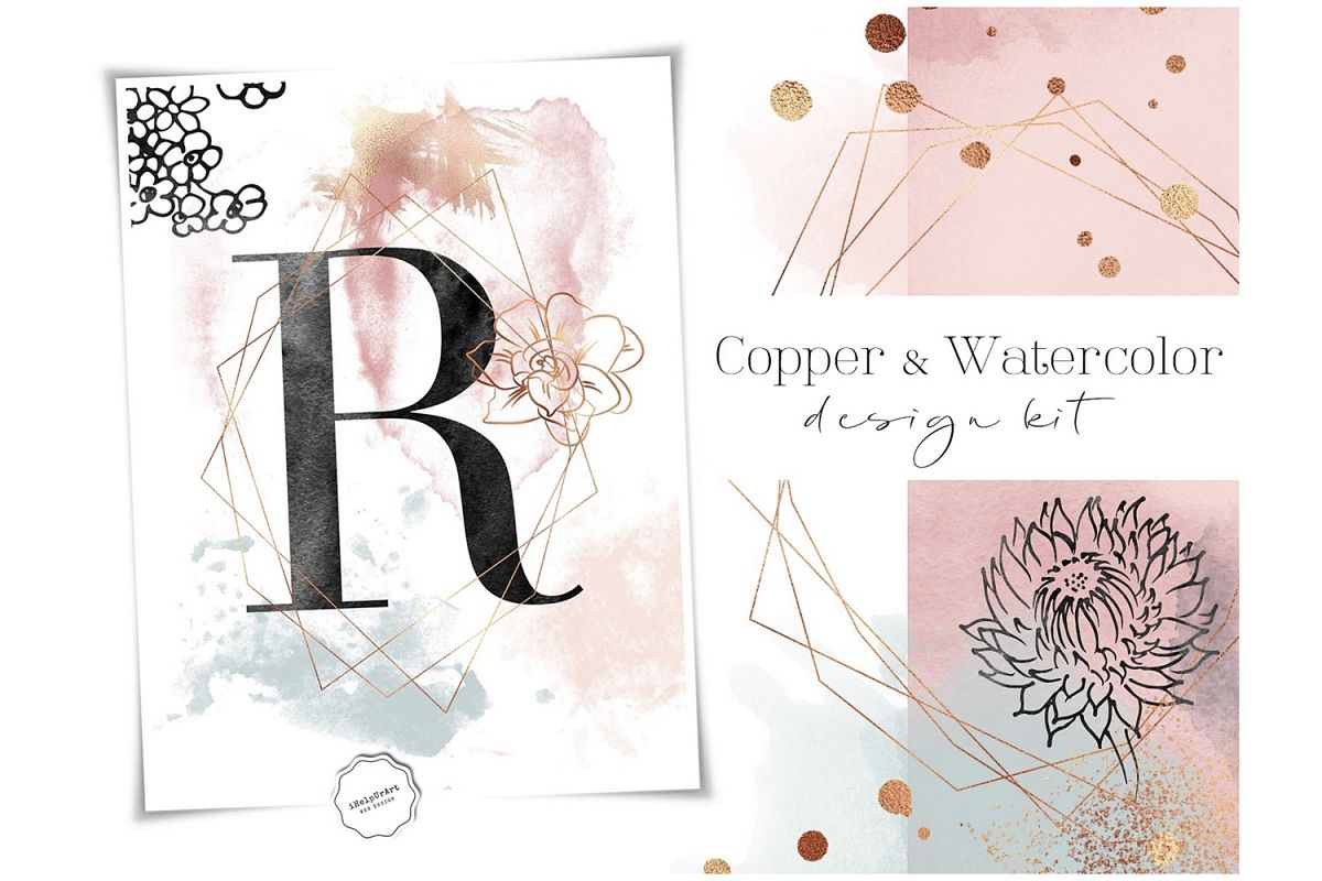 Copper and Watercolor Design Kit example image 1