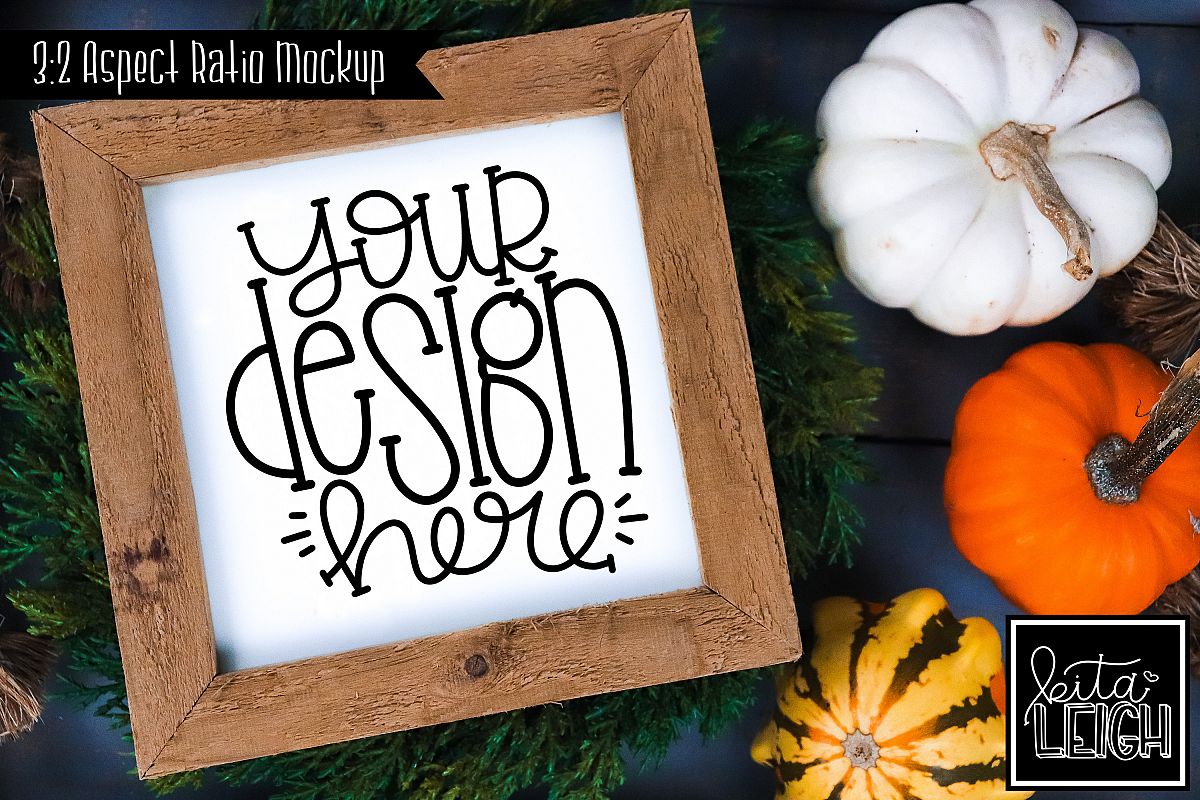Square Sign Fall Mockup example image 1