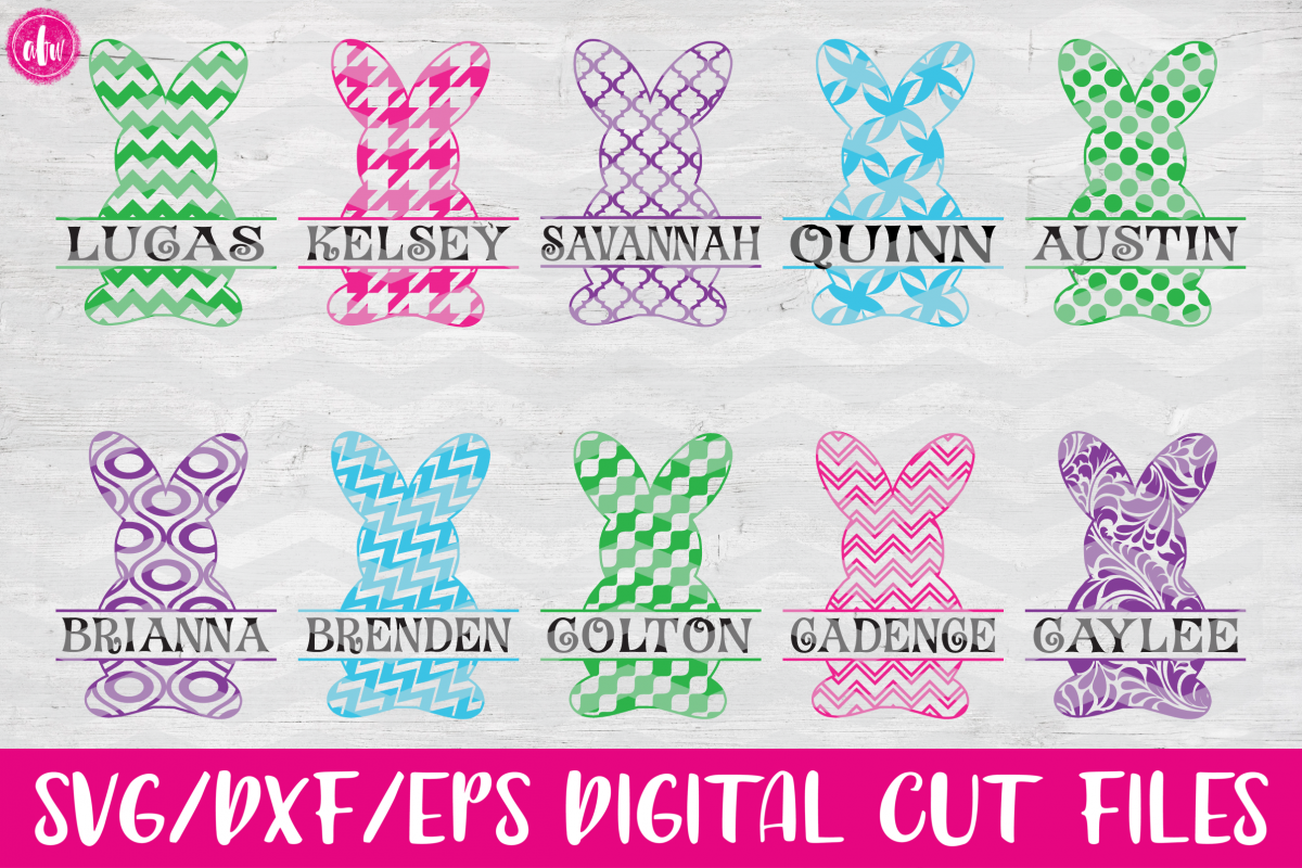 Pattern Split Easter Bunny Set - SVG, DXF, EPS Cut Files example image 1