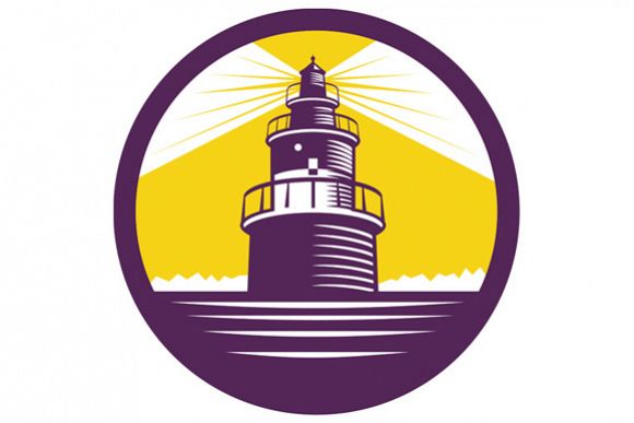 Lighthouse Circle Woodcut example image 1