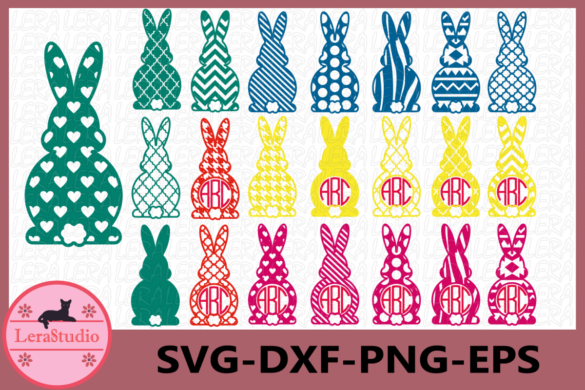 Download Rabbits Svg, Easter Bunny Monogram Frames, Rabbits Cut Files