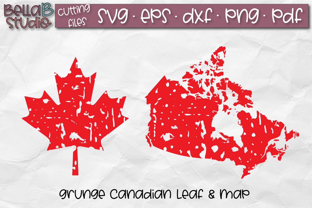Canada Map SVG, Canadian SVG, Canada Leaf SVG-Distressed SVG example image 1