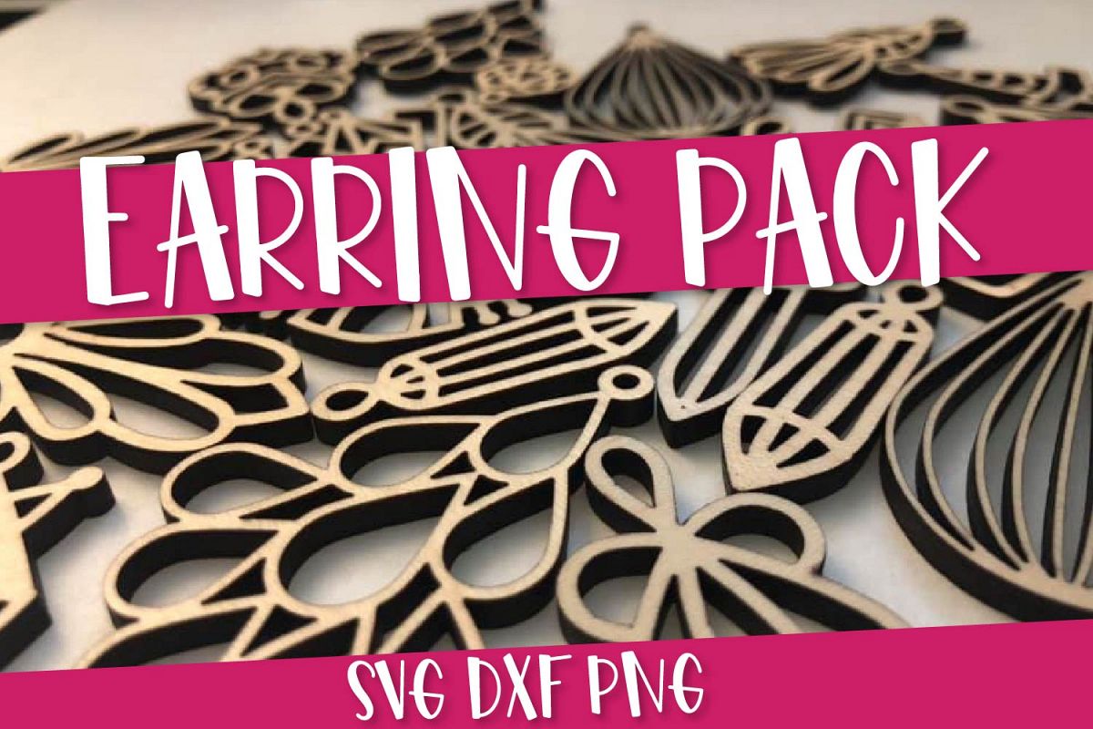 Earring SVG Bundle Pack - 12 Hand Drawn Earrings example image 1