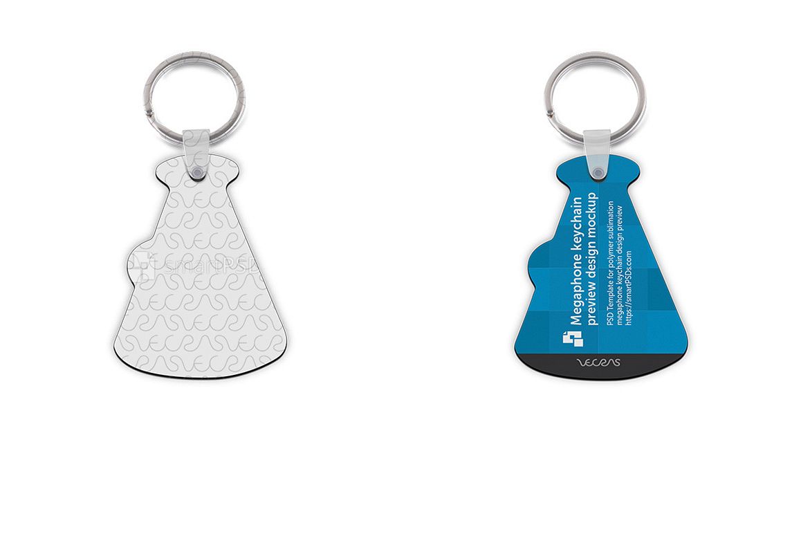 Megaphone Shape Keyring Design Mockup - 2 Views example image 1
