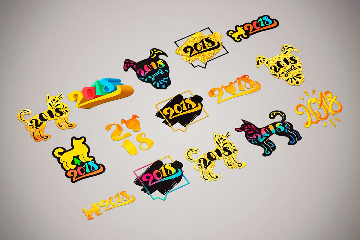 2018 New Year Symbols Set example image 1