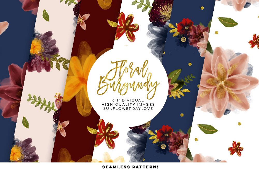 fall floral watercolor seamless pattern example image 1