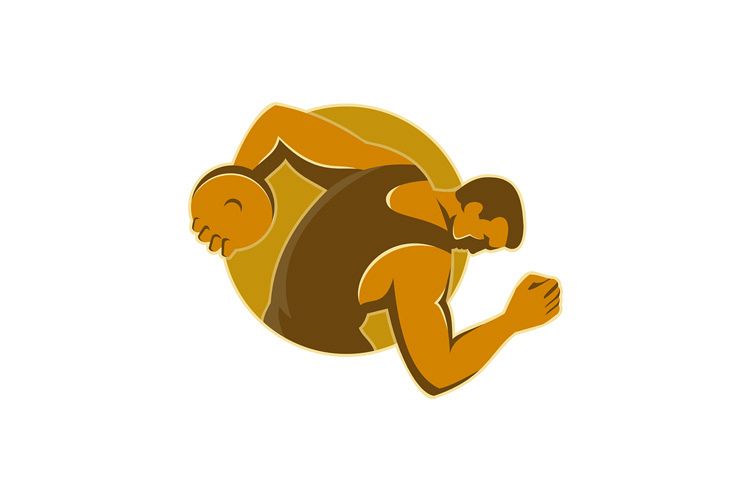 discus thrower throwing side retro style example image 1