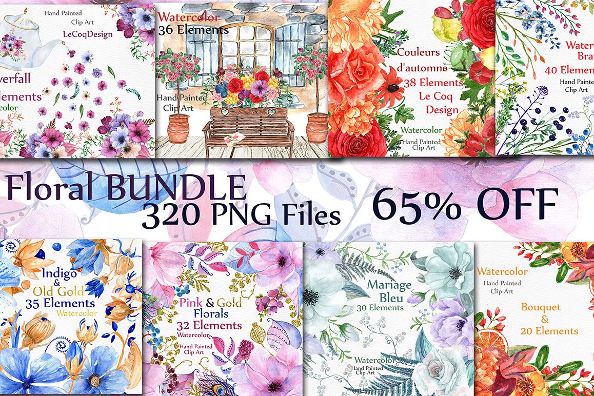 Bundle-Watercolor floral clipart example image 1