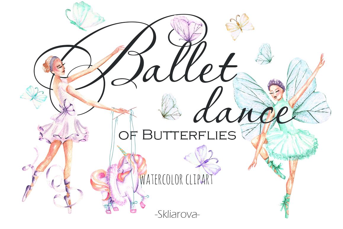 Ballet watercolor clip art example image 1