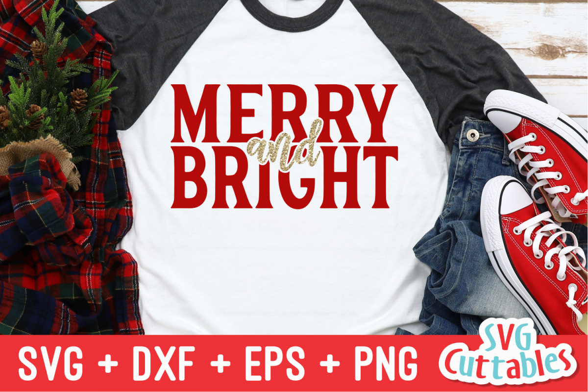 Merry and Bright | Christmas Cut File example image 1