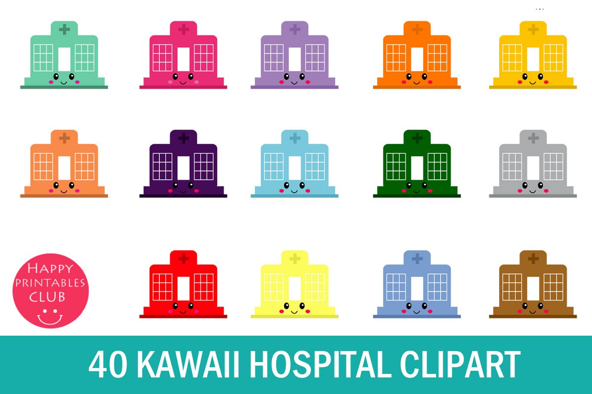 40 Kawaii Hospital Clipart- Hospital Clipart- Cute Hospital example image 1