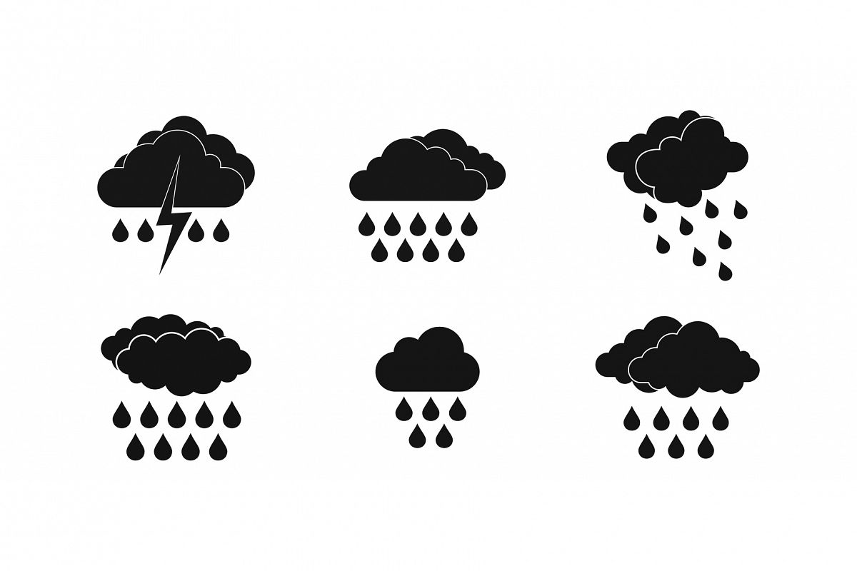 Rainy cloud icon set, simple style example image 1