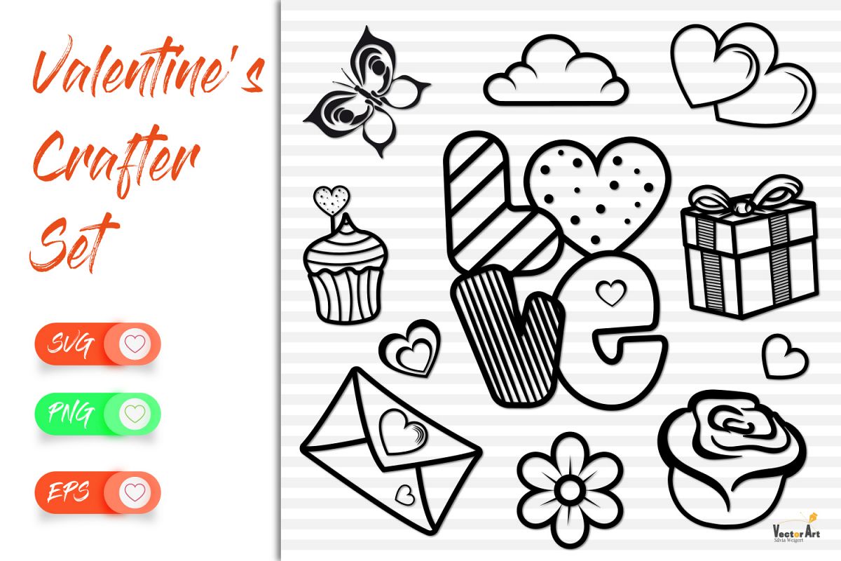 Love and Valentine - 11 Elements - Cut files example image 1
