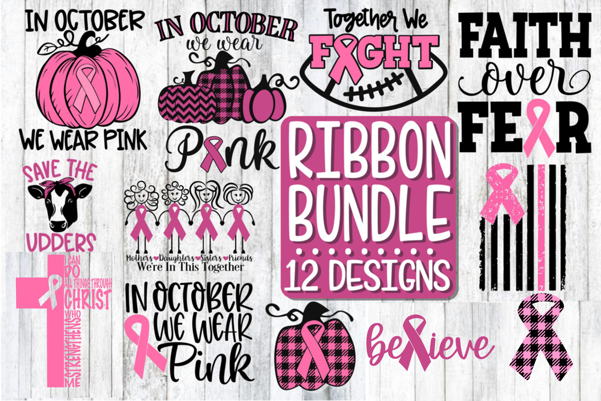 Ribbon Bundle - 12 Designs - SVG PNG DXF EPS example image 1