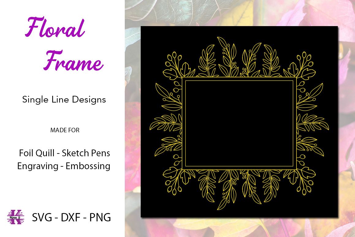 Download Floral Frame for Foil Quill|Single Line Design