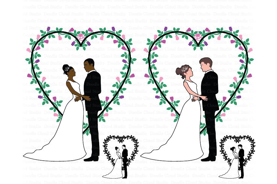 Download Wedding Couples SVG, Bride and Groom SVG, Wedding Hear PNG.