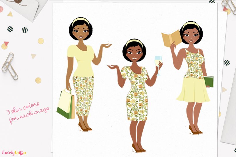 Woman lifestyle character clip art L096 Neve example image 1