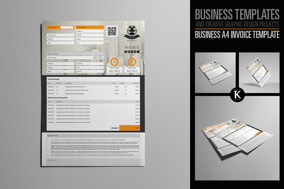 Business A4 Invoice Template example image 1