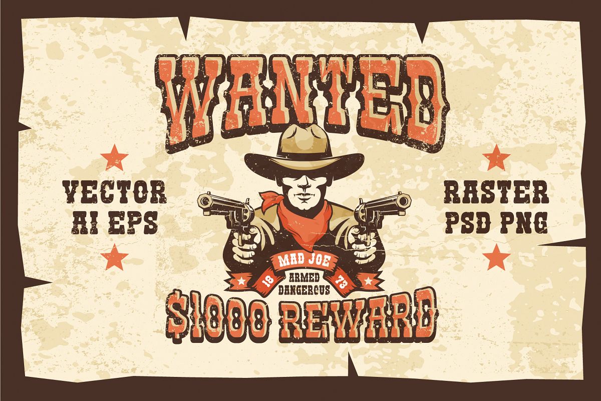 Wanted Wild West Cowboy 3 Posters example image 1