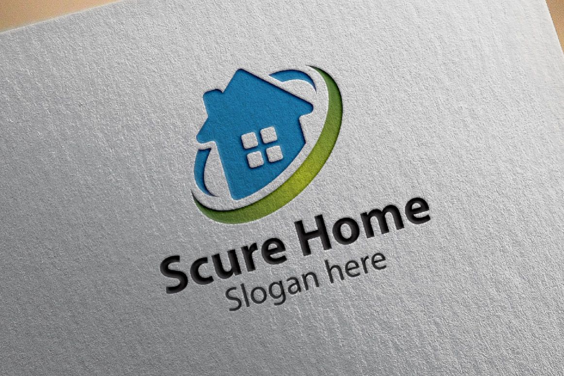 home logo, real estate logo, scure home logo, vector logo design example image 1