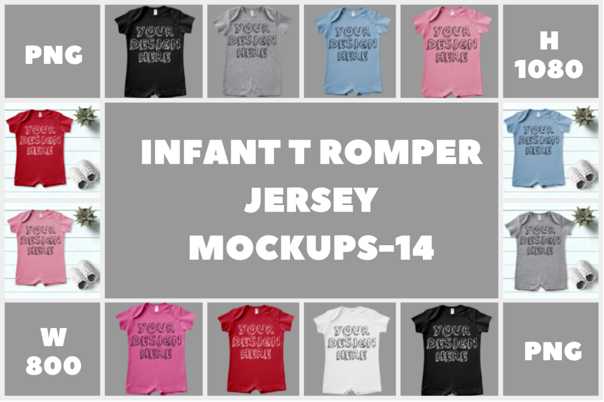 Infant T Romper Jersey Mockups Bundle - 14 example image 1