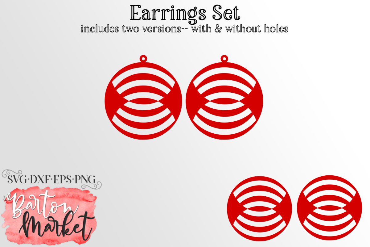 Earrings Set Circles With Reflected Inner Lines SVG DXF EPS example image 1