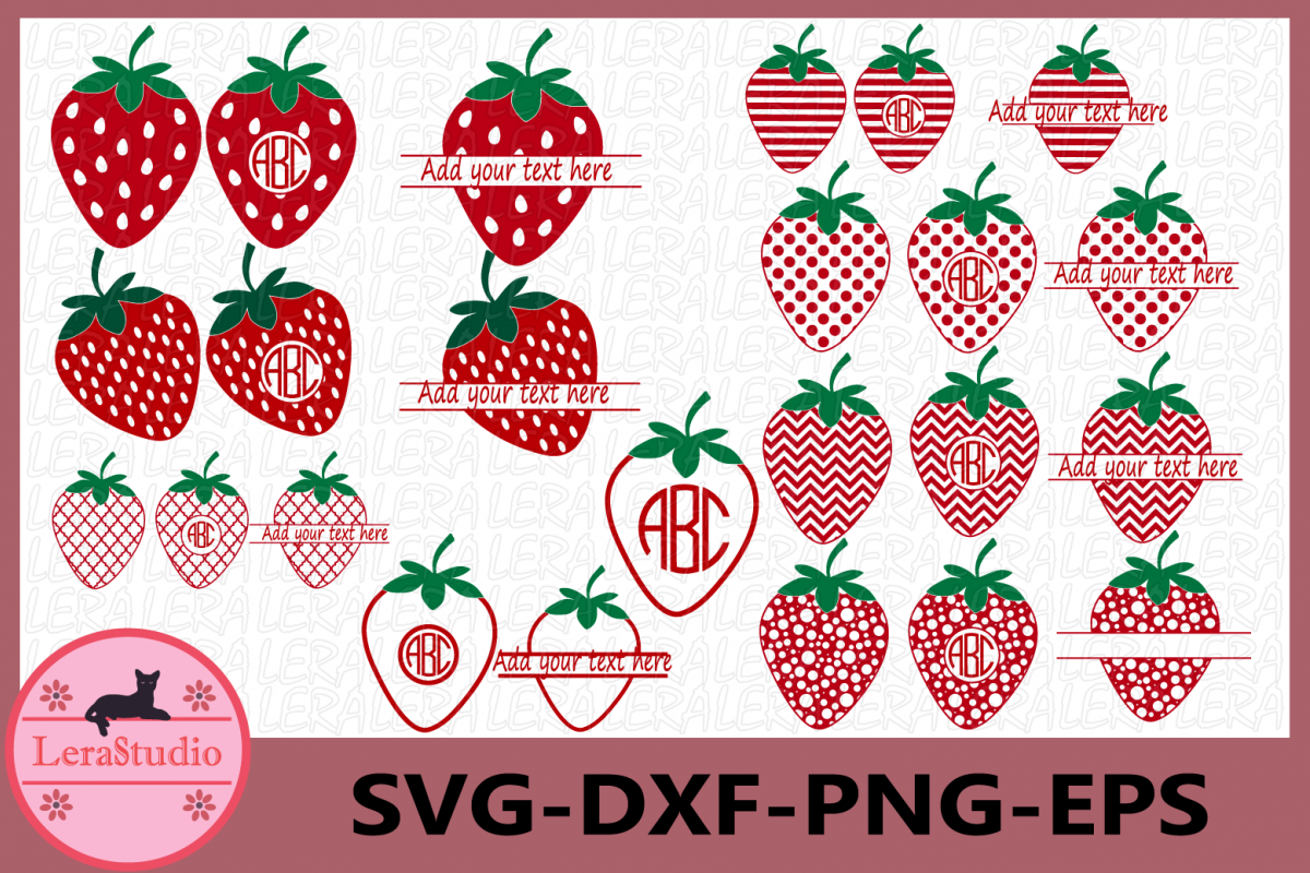 Strawberry SVG, Strawberry Monogram Svg, Strawberry svg example image 1
