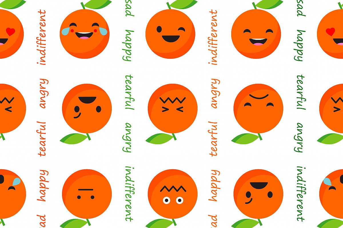 Seamless background with Orange emotions. Vector illustration. example image 1