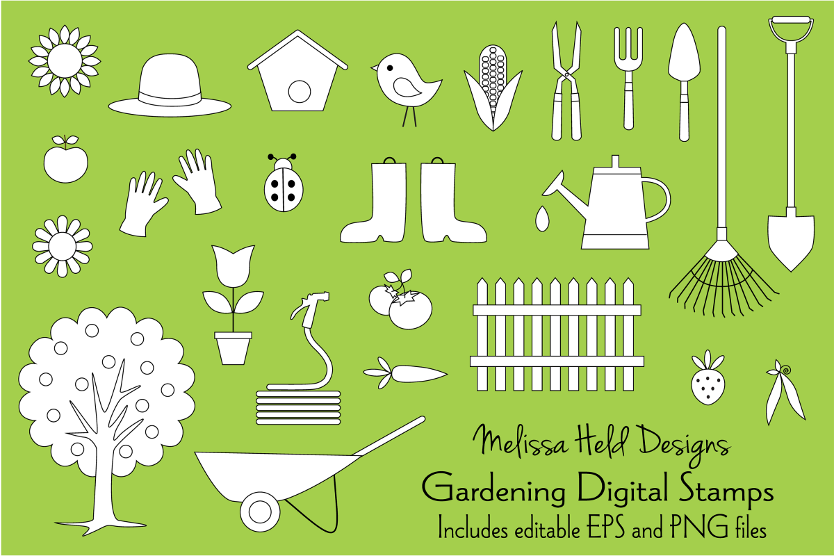 Gardening Digital Stamps Clipart example image 1