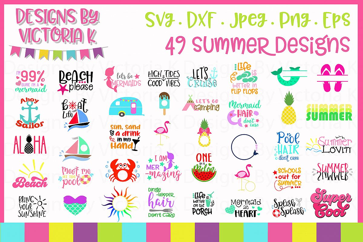 Summer svg Bundle, 49 Summer cut files,SVG, DXF, PNG example image 1