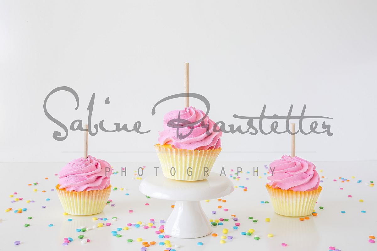 Styled Stock Photography 3 Pink Cupcakes Mockup example image 1