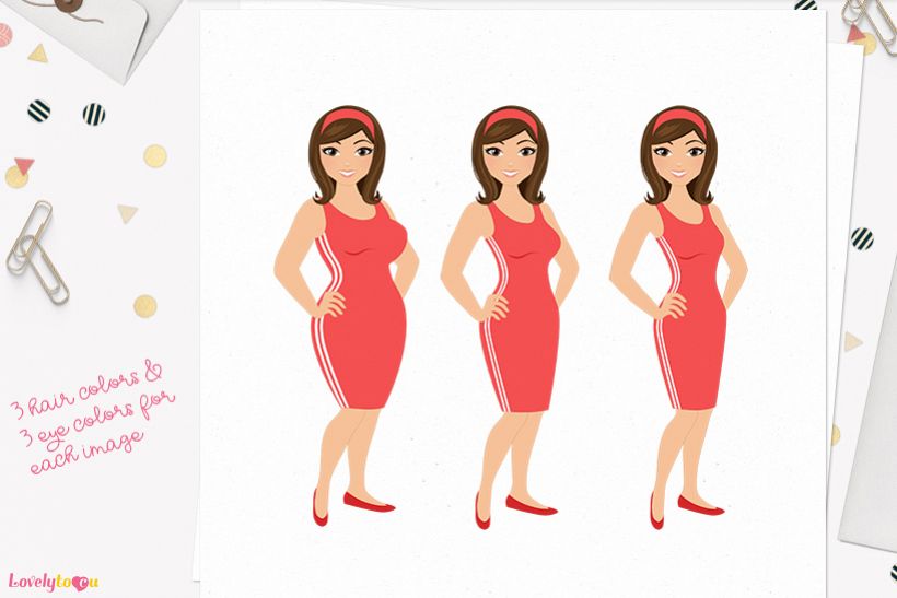 Woman weight loss character clip art L087 Willow example image 1