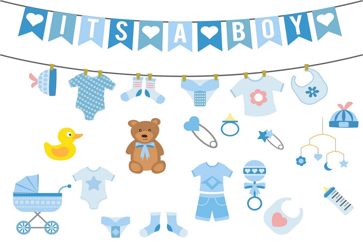 Boy baby shower illustration Vector Pack example image 1