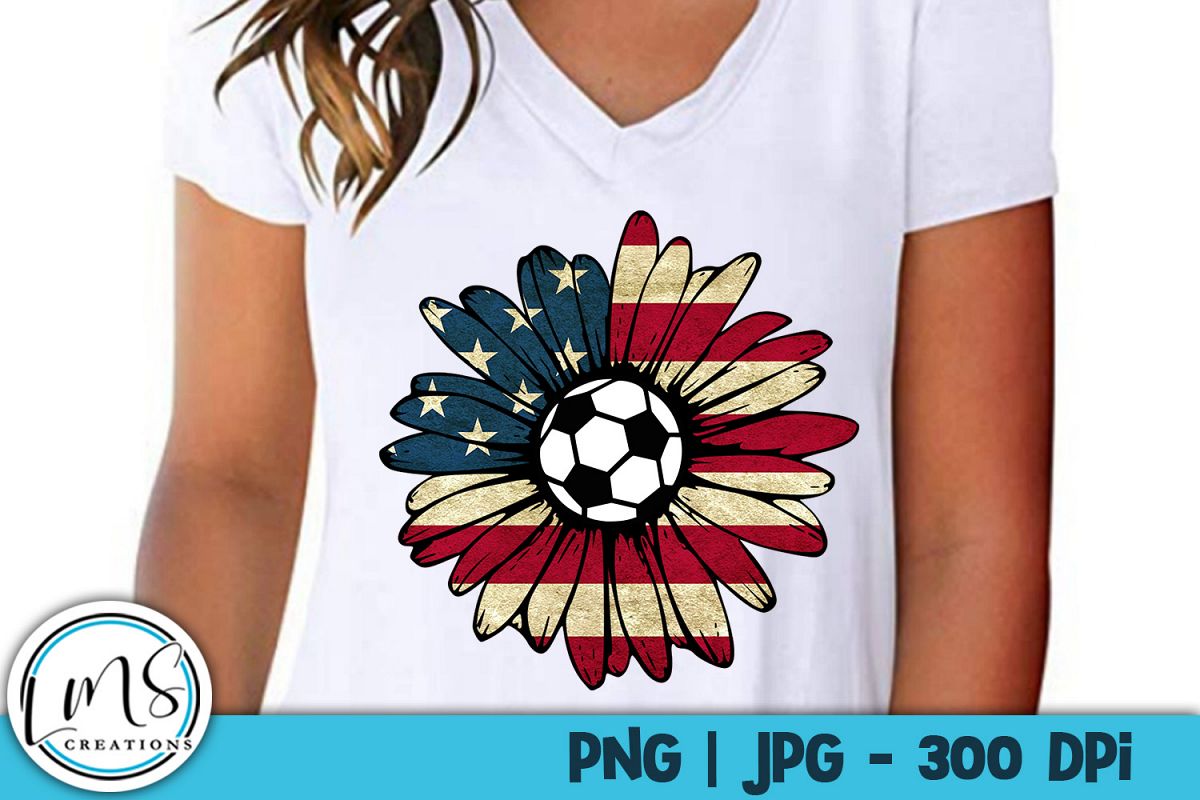 Patriotic Sunflower - Soccer PNG, JPG, Sublimation, Print example image 1