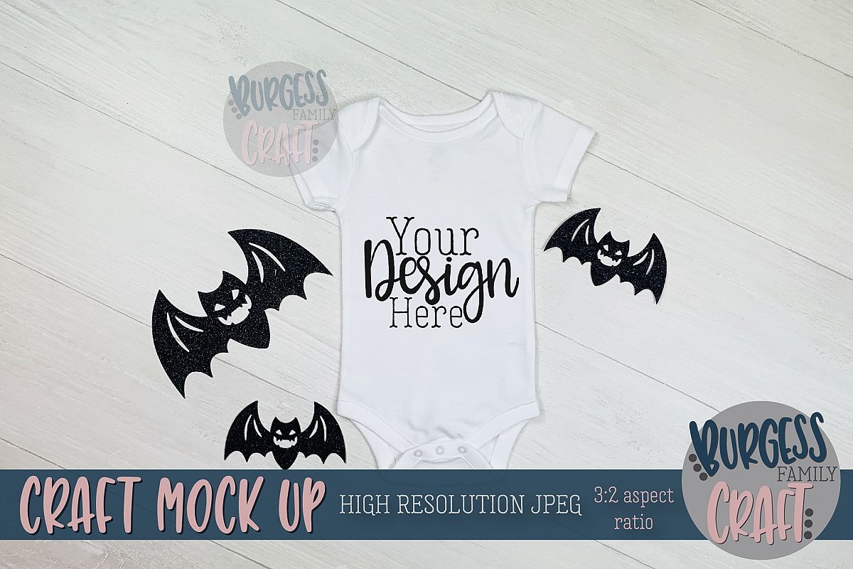 Halloween baby bodysuit bats Craft mock up | High Res JPG example image 1