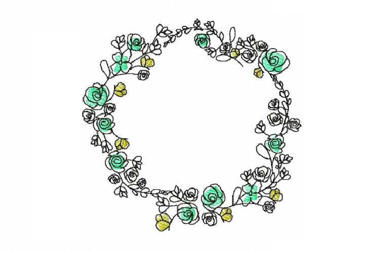 Doodle Floral Wreath Font Frame Monogram Design example image 1