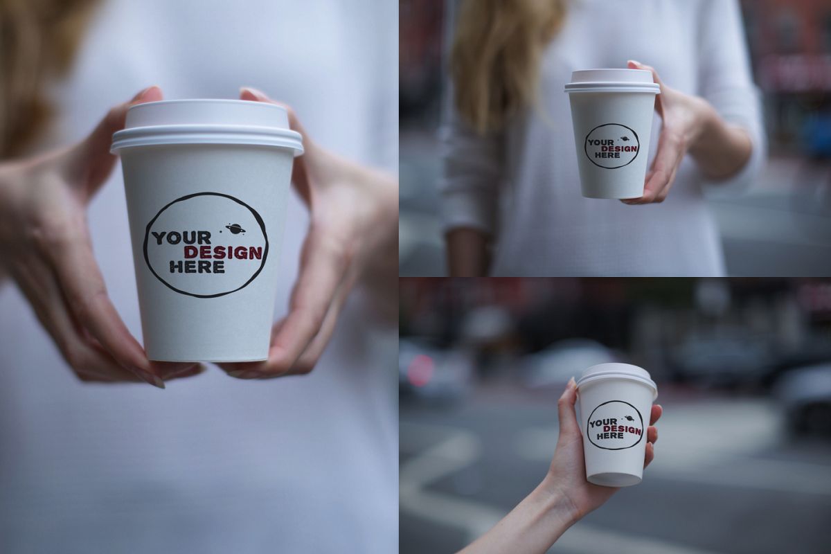 Set of 3 paper cup mockups example image 1