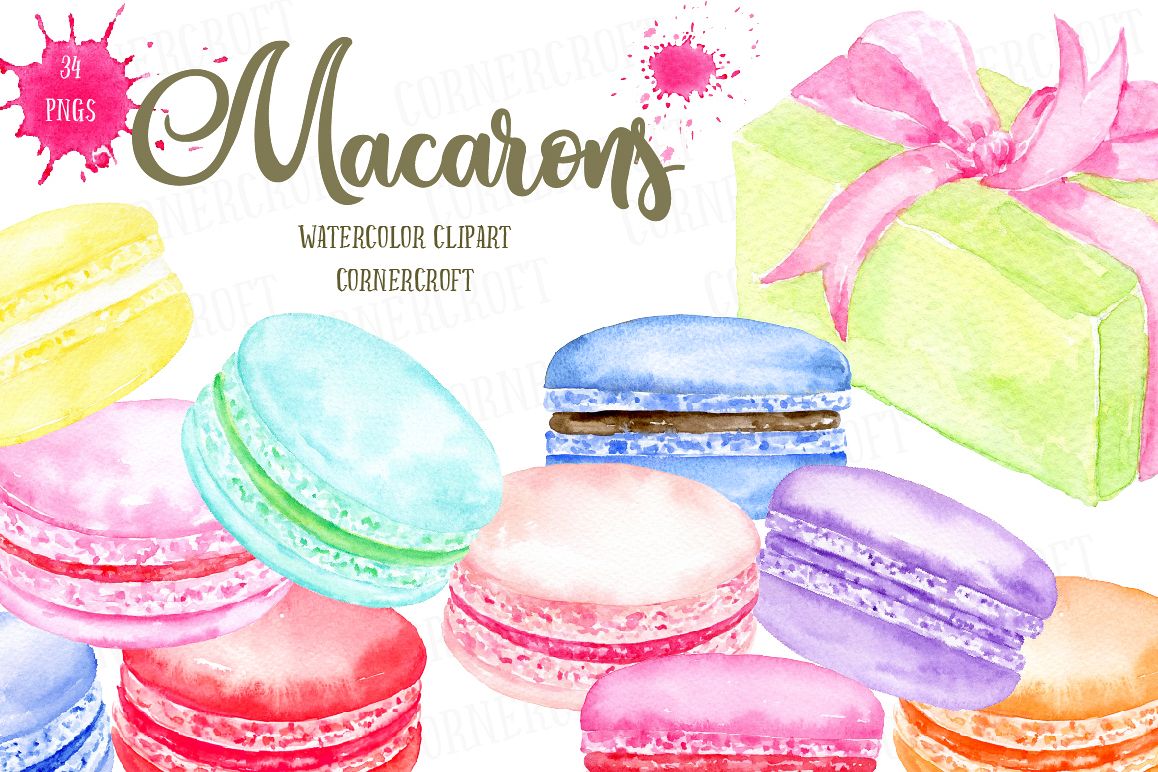 Watercolor Macaron Illustration example image 1