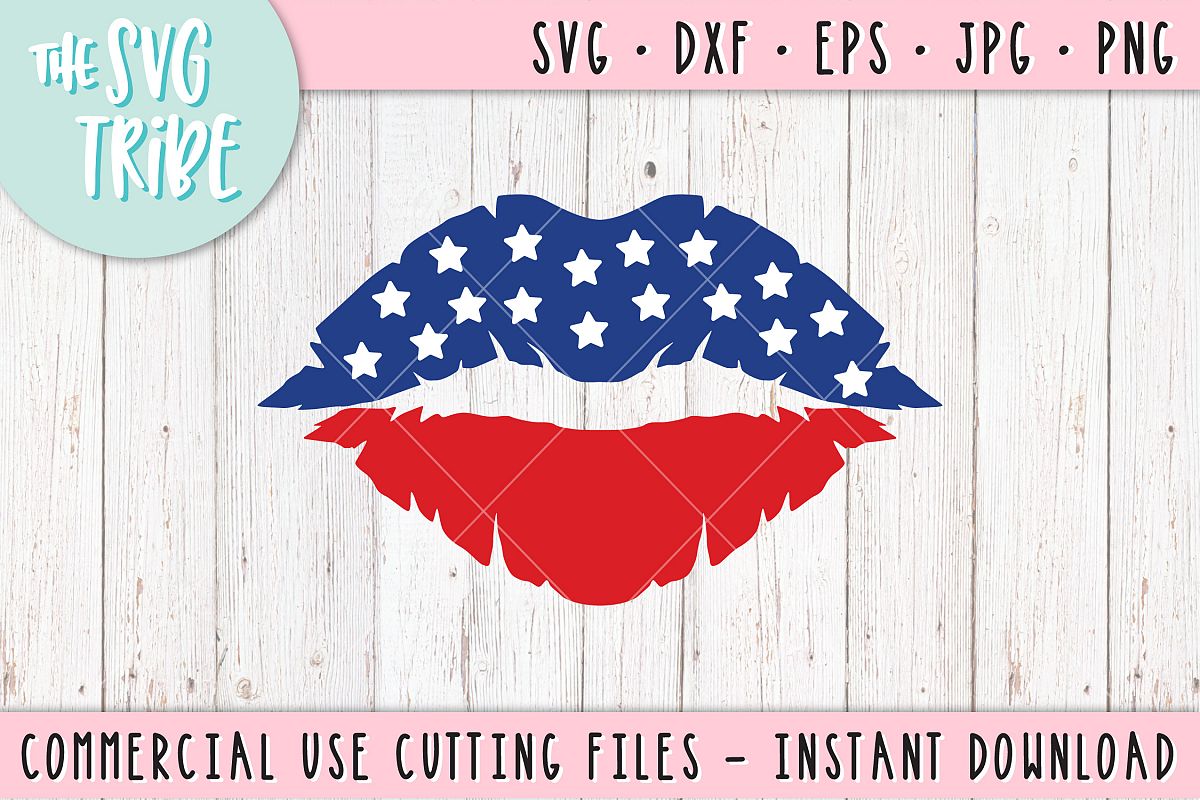 America Lips SVG, 4th of July, SVG DXF PNG EPS JPG Cutting Files example image 1