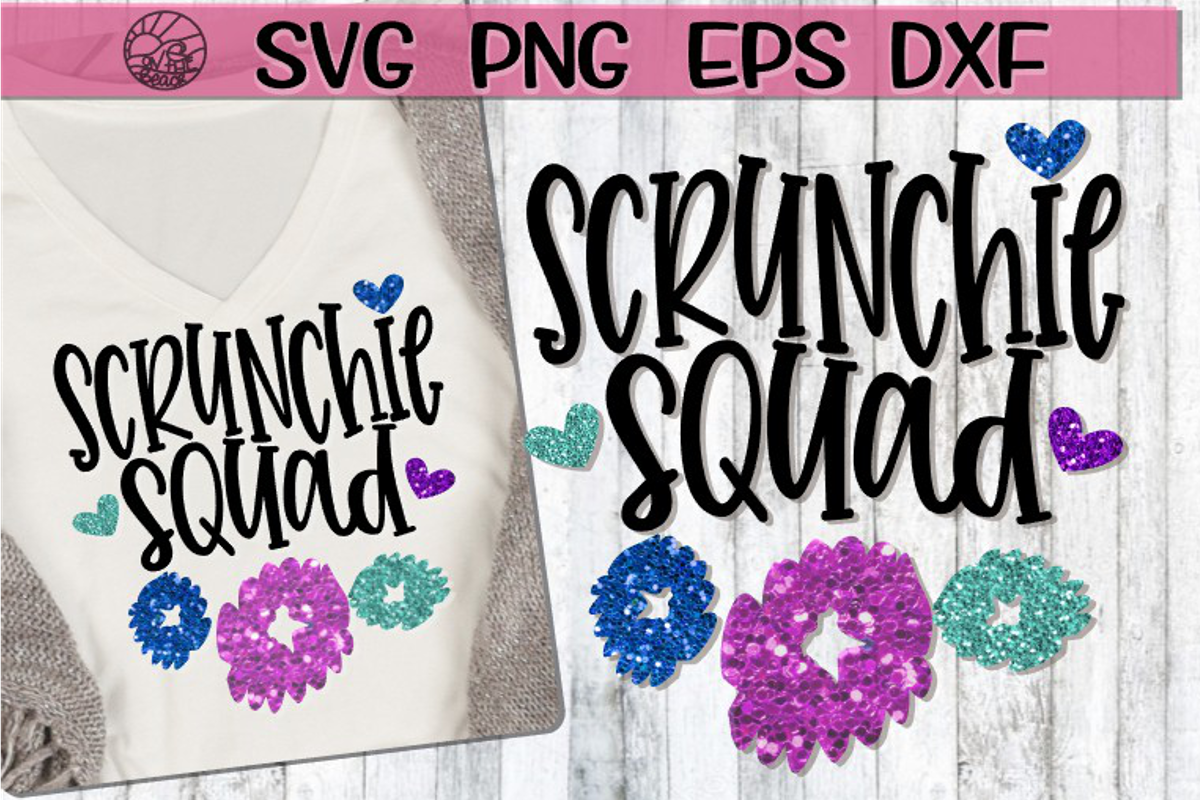 Scrunchie Squad - Hearts - Scrunchie - SVG PNG EPS DXF example image 1