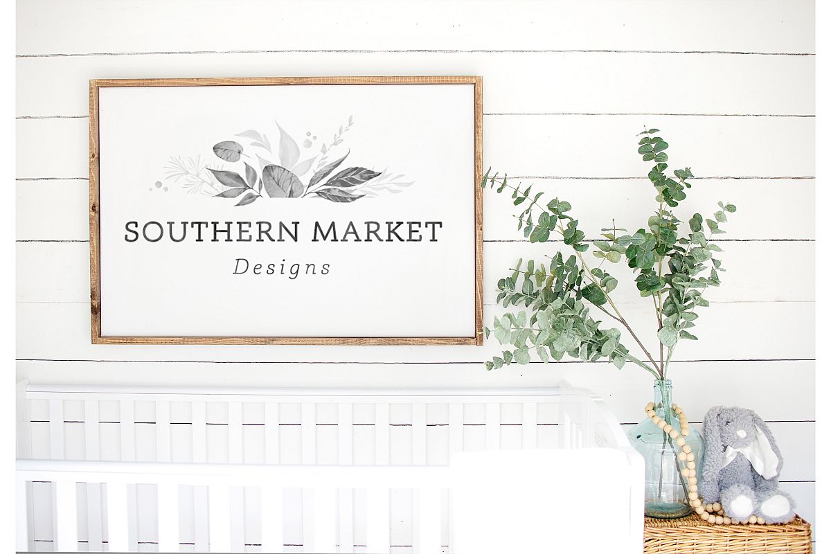 Nursery 24x36 Sign Mock Up Wood Frame Styled Photography example image 1