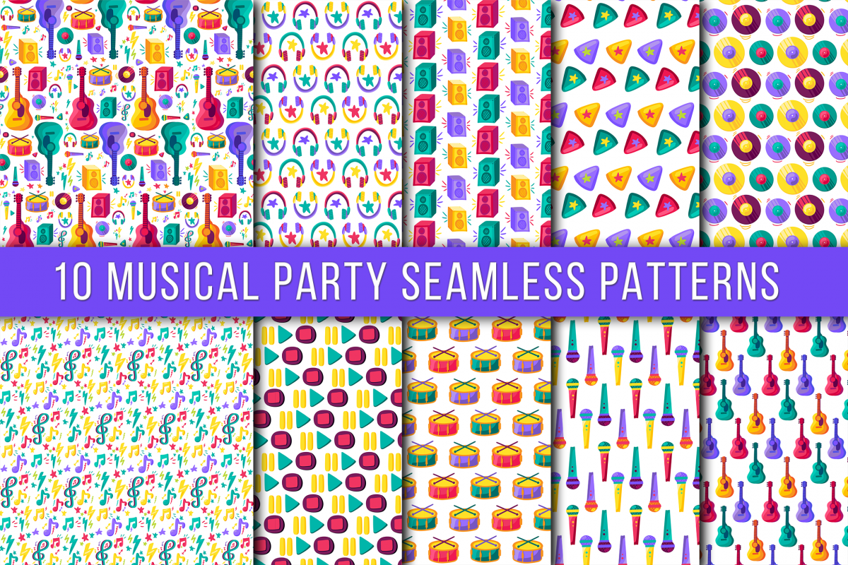 Musical Party Seamless Patterns example image 1
